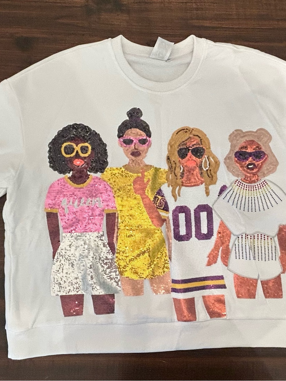 Sequin Graphic Sweatshirt with Colorful Girls
